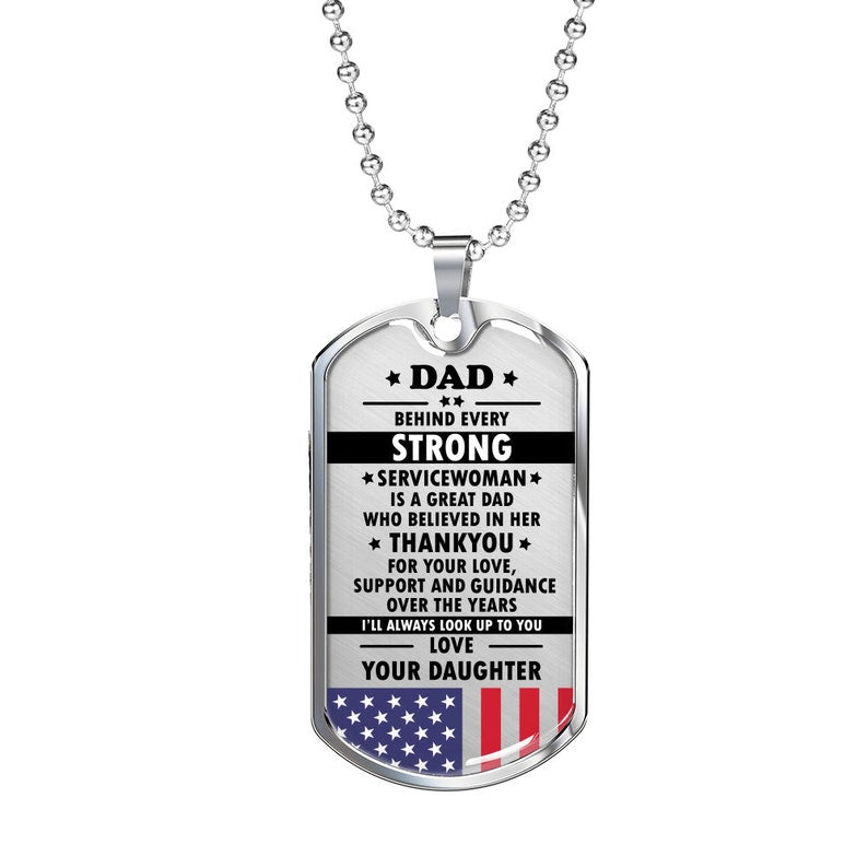 Dad Dog Tag, Fathers Day Necklace Gifts , To Dad , From Serviceman Daughter , Gift From Daughter , Personalized Fathers Day Dog Tag