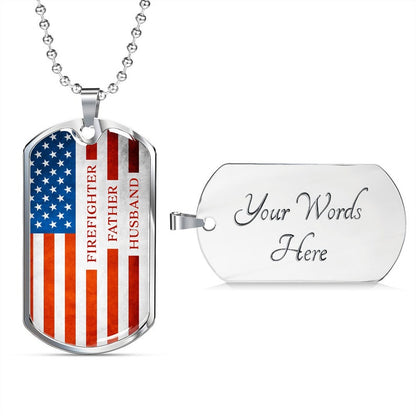 Dad Dog Tag, Firefighter Father Husband My Hero Necklace Gift Or Father’S Day Present Military Tag For Firefighter Father Husband Rakva