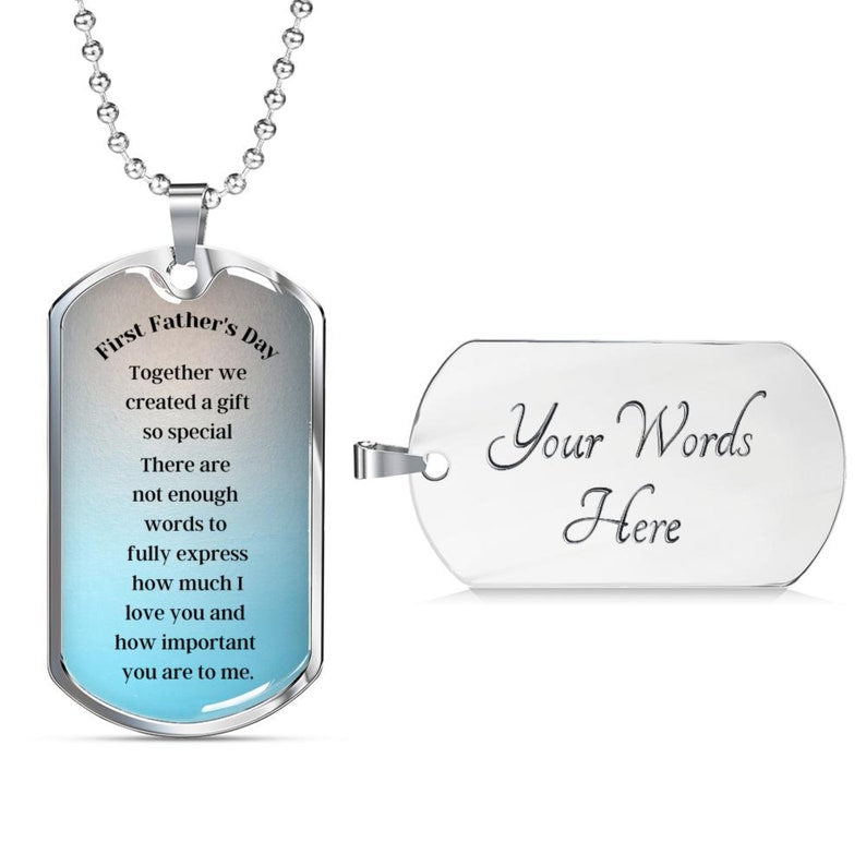 Dad Dog Tag, First Father’S Day Necklace Gift, Gift For First Time Dad, First Father’S Day Gift From Wife Rakva