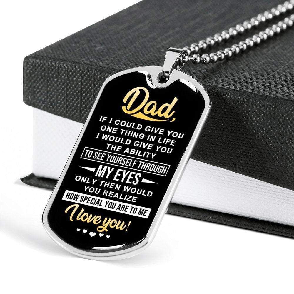 Dad Dog Tag Custom Picture, Gift For Dad Dog Tag Military Chain Necklace You Are So Special To Me Dog Tag