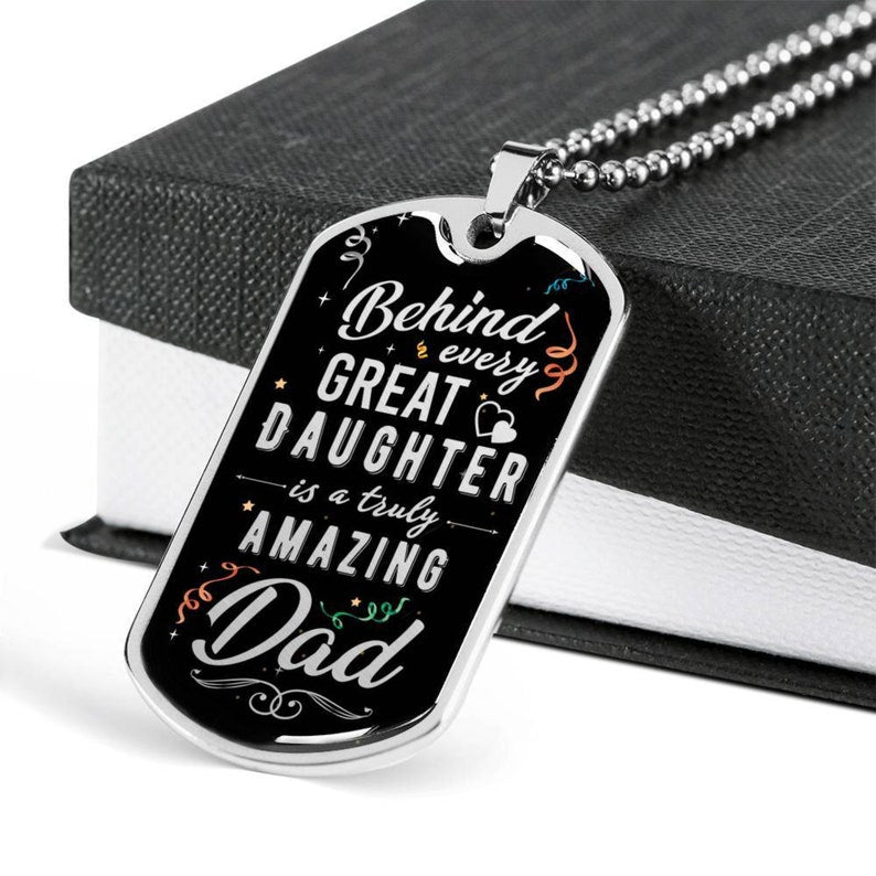 Dad Dog Tag, Gift For Dad Father’S Day Dog Tag Necklace, Gift For Dad From Daughter, Dad From Daughter