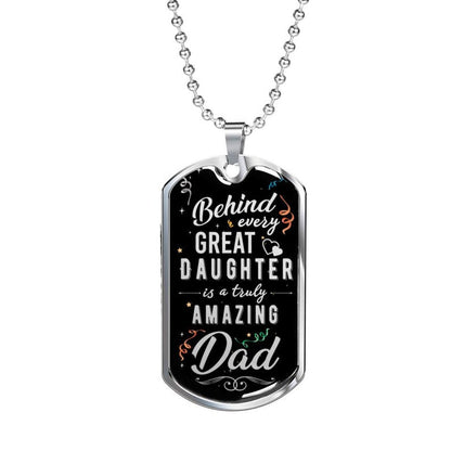 Dad Dog Tag, Gift For Dad Father's Day Dog Tag Necklace, Gift For Dad From Daughter, Dad From Daughter