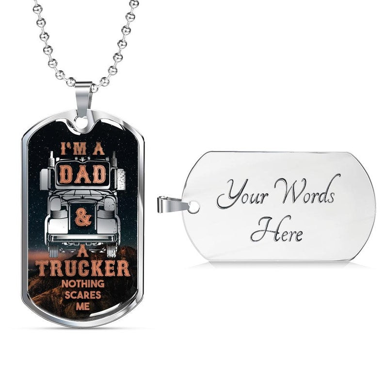 Dad Dog Tag, Gift For Dad, Trucker Dad Father’S Day Dog Tag Necklace Rakva