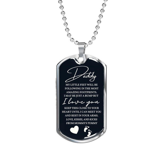 Dad Dog Tag, Gift To Daddy To Be Military Necklace Engraving, New Dad Necklace Gift, First Time Dad, New Dad Gift From Tummy