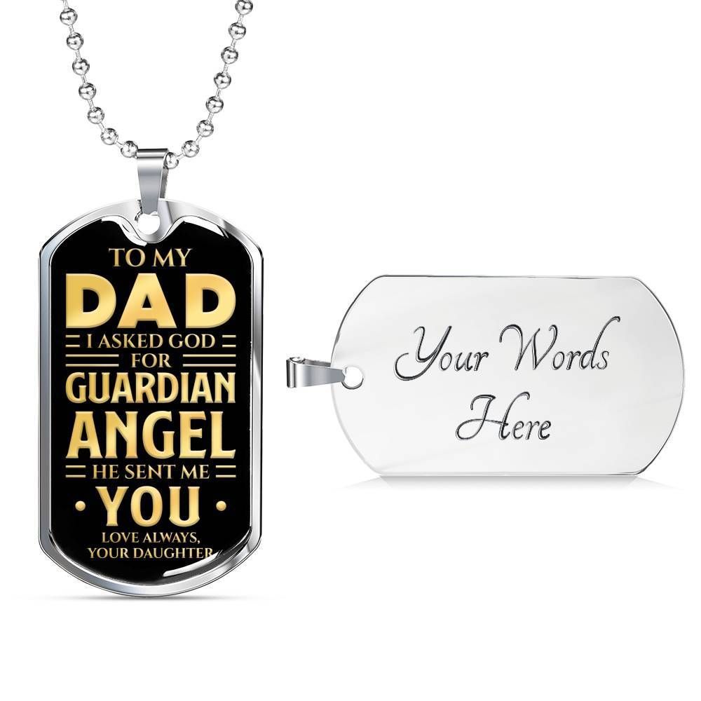 Dad Dog Tag Custom Picture Father’S Day Gift, God Sent Me An Angel You Dog Tag Military Chain Necklace For Dad Dog Tag Rakva
