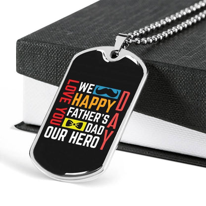 Dad Dog Tag Custom Picture, Happy Father's Day Dog Tag Military Chain Necklace Gift For Dad Dog Tag