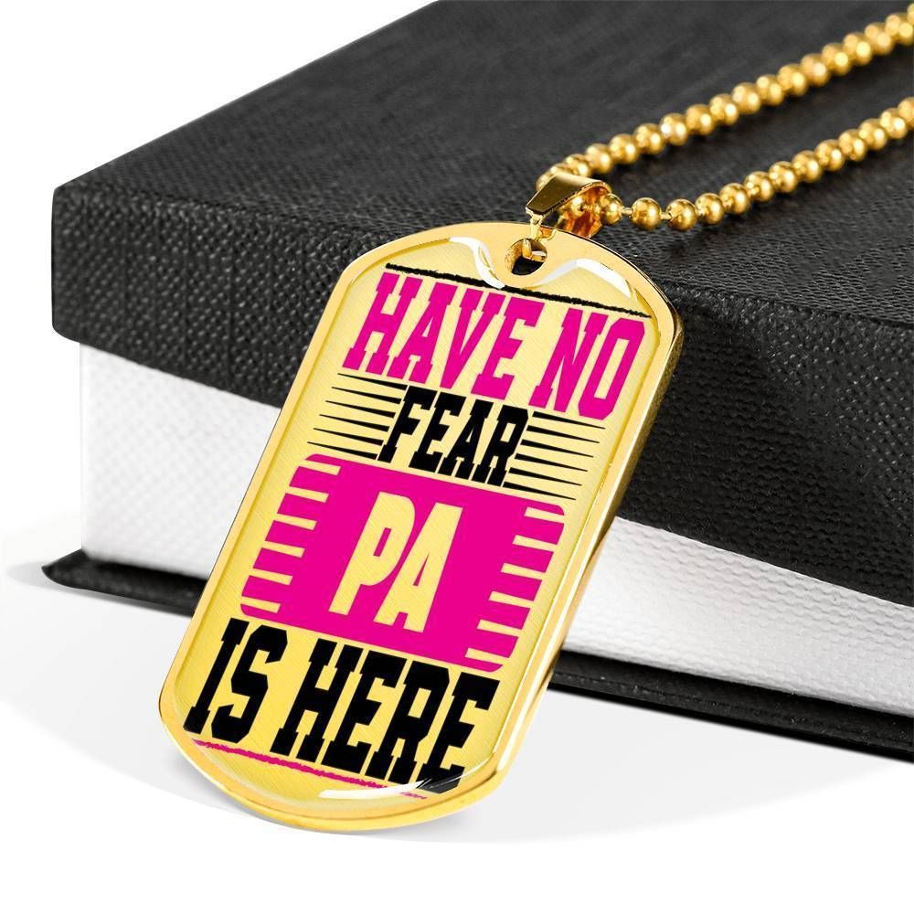 Dad Dog Tag Custom Picture Father’S Day Gift, Have No Fear Pa Is Here Dog Tag Military Chain Necklace For Dad Dog Tag Rakva