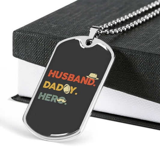 Dad Dog Tag Custom Picture, Husband Daddy Hero Dog Tag Military Chain Necklace For Dad Dog Tag