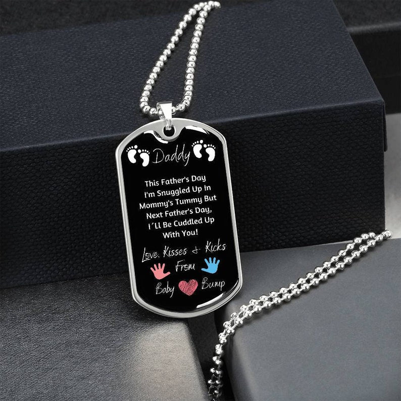 Dad Dog Tag, Husband Dog Tag, Father’S Day Dog Tag Necklace, New Dad Gift, Daddy Gift From Unborn Baby, New Dad Gift From Wife V2 Rakva