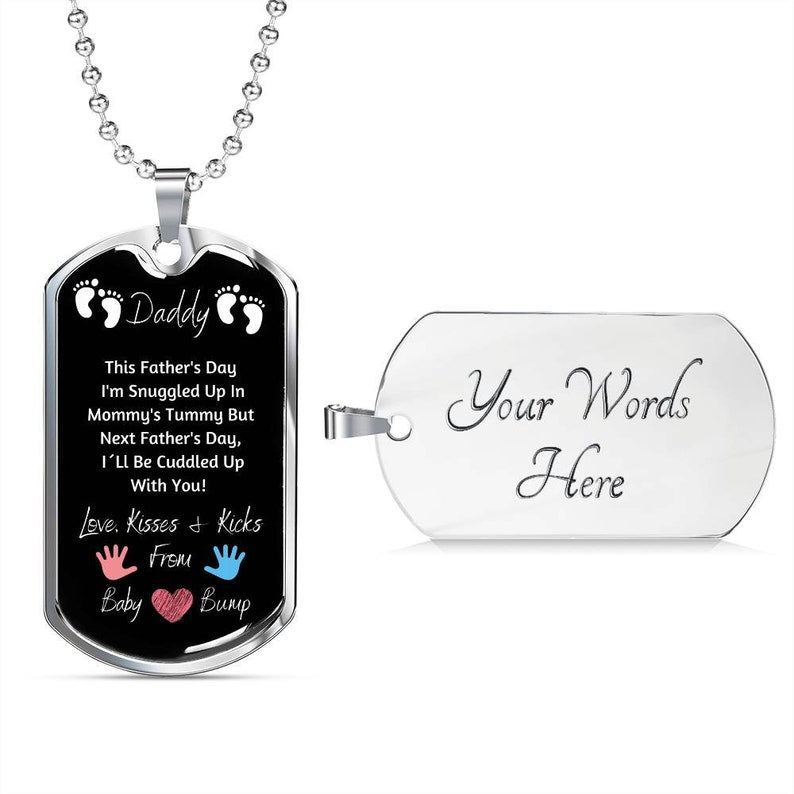 Dad Dog Tag, Husband Dog Tag, Father’S Day Dog Tag Necklace, New Dad Gift, Daddy Gift From Unborn Baby, New Dad Gift From Wife V2 Rakva