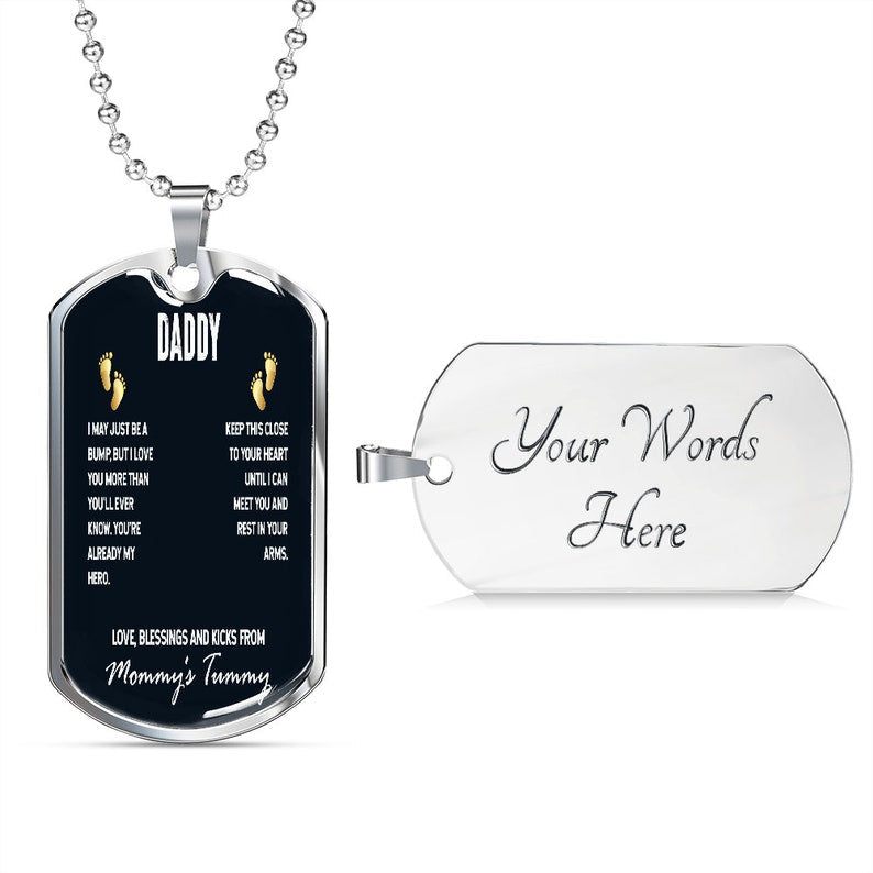 Dad Dog Tag, Husband Dog Tag, To Daddy Love Your Baby Bump, Dog Tag Gift, Unborn Baby Love Present For Dad Rakva