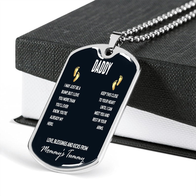 Dad Dog Tag, Husband Dog Tag, To Daddy Love Your Baby Bump, Dog Tag Gift, Unborn Baby Love Present For Dad Rakva