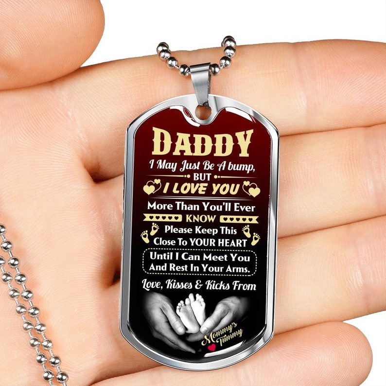 Dad Dog Tag, Husband Father’S Day Dog Tag Necklace, Daddy Gift From Unborn Baby, New Dad Gift, New Dad Gift From Wife Rakva