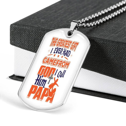 Dad Dog Tag Custom Picture, I Call Him Papa Dog Tag Military Chain Necklace For Dad Dog Tag