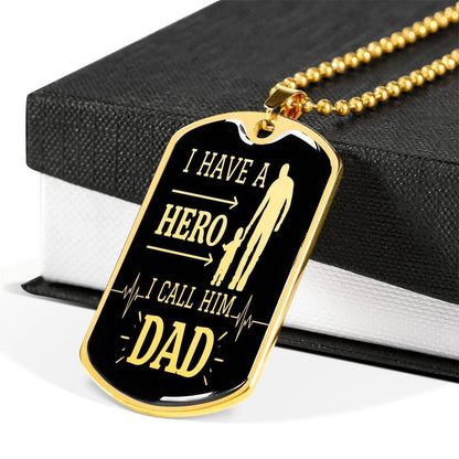 Dad Dog Tag Custom Picture Father’S Day Gift, I Have A Hero Dog Tag Military Chain Necklace Gift For Daddy Dog Tag-1 Rakva