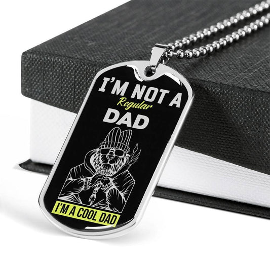 Dad Dog Tag Custom Picture, I'm A Cool Dad Dog Tag Military Chain Necklace For Dad Dog Tag