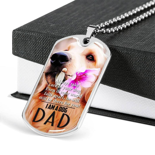 Dad Dog Tag Custom Picture, I'm A Dog Dad Dog Tag Military Chain Necklace Gift For Dad Dog Tag