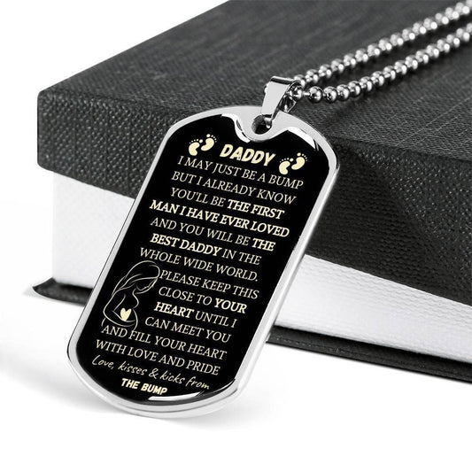 Dad Dog Tag Custom Father's Day Gift, Keep This Close To Your Heart Dog Tag Military Chain Necklace For Daddy