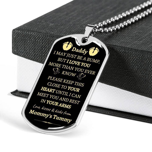 Dad Dog Tag Custom Father's Day Gift, Keep This Close To Your Heart Dog Tag Military Chain Necklace Gift For Daddy