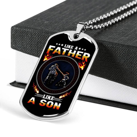 Dad Dog Tag Custom Father's Day Gift, Like A Father Like A Son Dog Tag Military Chain Necklace Gift For Daddy