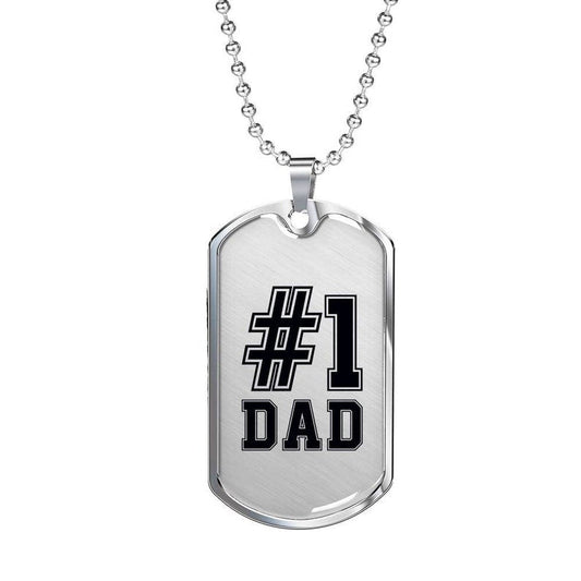 Dad Dog Tag, Number 1 Dad Dog Tag Necklace Engraved - Gift For Dad Fathers Day - Gift For Dad From Kids