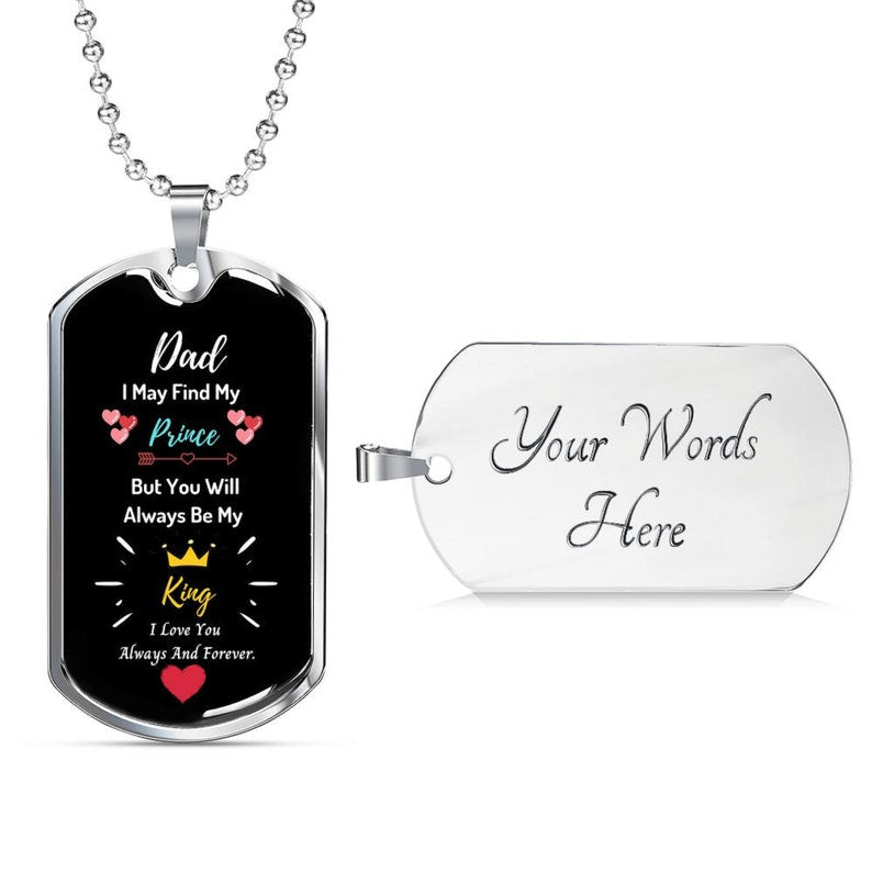 Dad Dog Tag, Personalized Father Of The Bride Gold Dog Tag Pendant, Father Of Bride Gift. Wedding Gift To Father Of The Bride Rakva