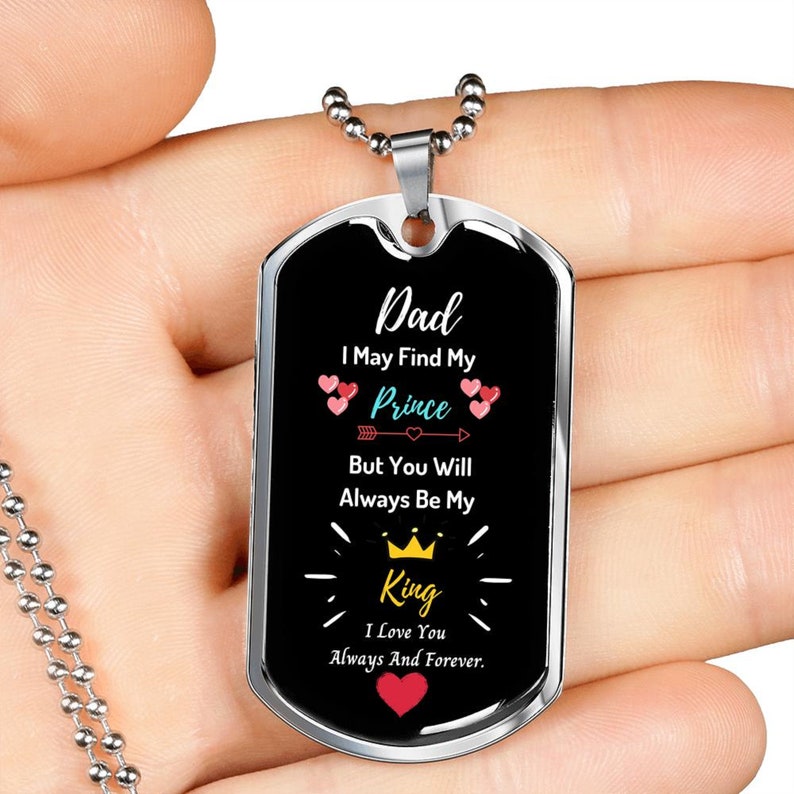 Dad Dog Tag, Personalized Father Of The Bride Gold Dog Tag Pendant, Father Of Bride Gift. Wedding Gift To Father Of The Bride Rakva