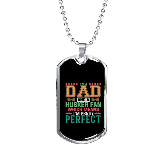 Dad Dog Tag, Personalized Father's Day Dog Tag Necklace Gift For Husker Fan, First Fathers Day Dog Tag Gift From Baby To Dad