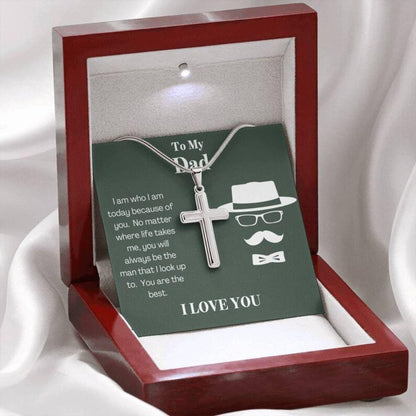 Dad Necklace, Best Dad Ever Bowtie Cross Necklace, Gift For Dad