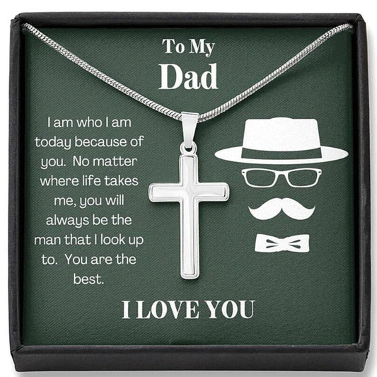 Dad Necklace, Best Dad Ever Bowtie Cross Necklace, Gift For Dad
