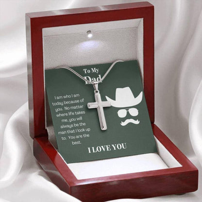 Dad Necklace, Best Dad Ever Cowboy Cross Necklace, Gift For Dad