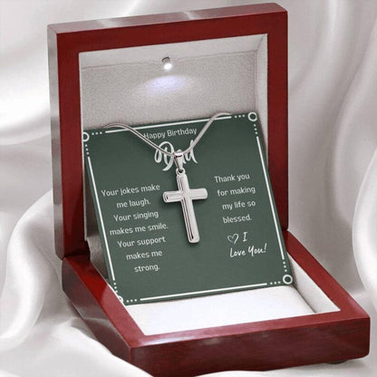 Dad Necklace, Dad Birthday Gift Green Card Cross Necklace
