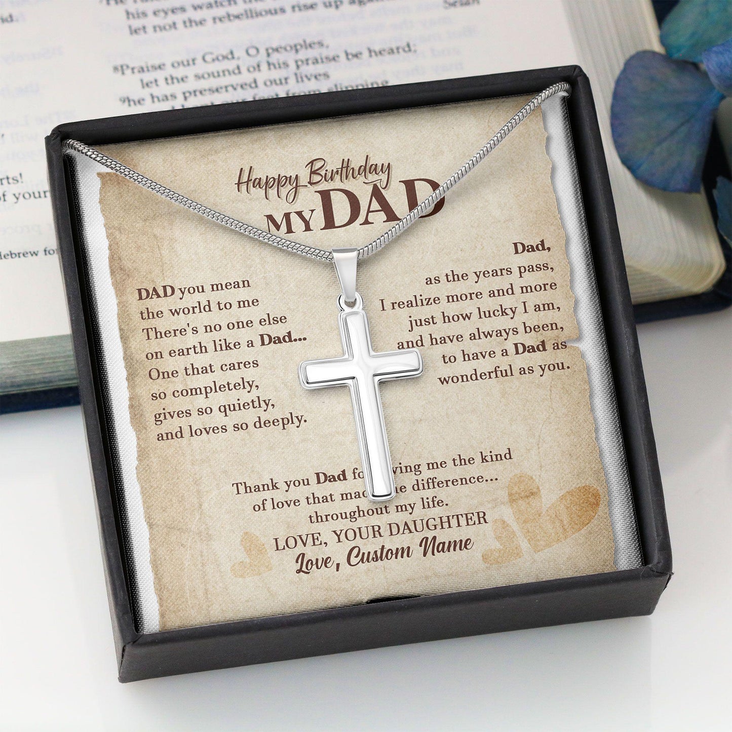 Dad Necklace, Happy Birthday Dad Necklace Gifts For Father “ Cross Necklace For Dad