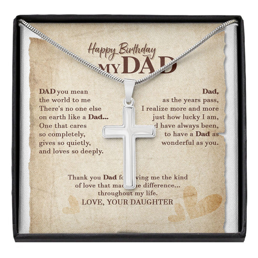 Dad Necklace, Happy Birthday Dad Necklace Gifts For Father - Cross Necklace For Dad