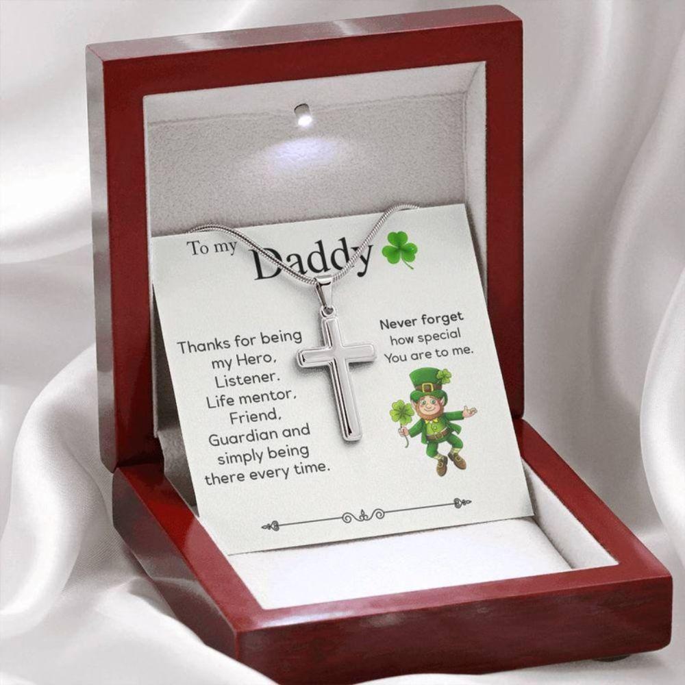 Dad Necklace, Patrick’S Day For Dad, Patty’S Day Gift For Daddy, Lucky St Patty Day, To My Daddy Cross Necklace, Daddy Gift, Father’S Day Necklace