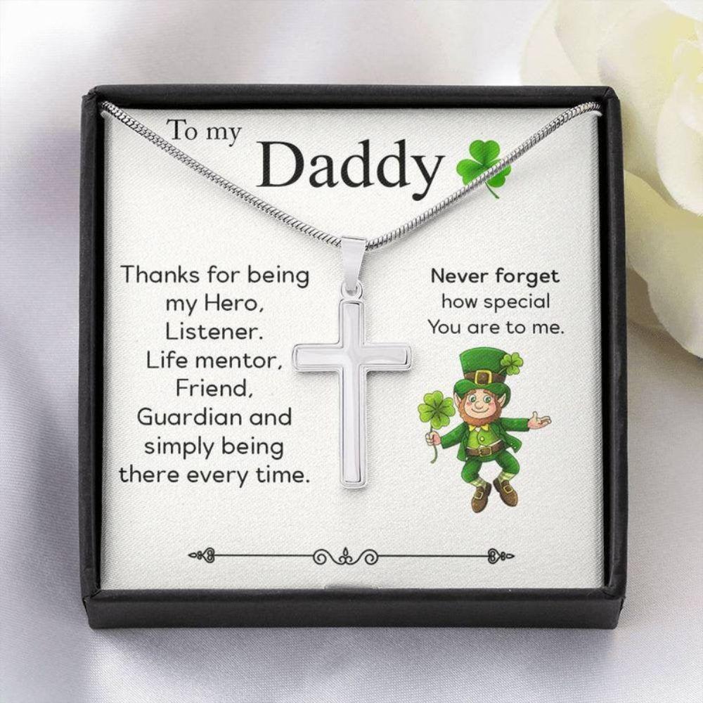 Dad Necklace, Patrick's Day For Dad, Patty's Day Gift For Daddy, Lucky St Patty Day, To My Daddy Cross Necklace, Daddy Gift, Father's Day Necklace