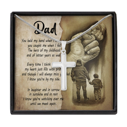 Dad Necklace, You Held My Hand Dad Remembering Dad Gift For Father Cross Necklace