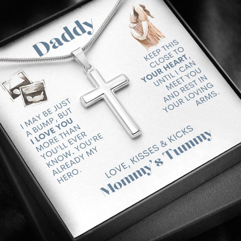 Daddy Necklace, Gift For Expecting Dad, First Time Dad Present, Cross Necklace