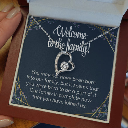 Daughter-In-Law Necklace, Welcome To The Family Forever Love Necklace Welcoming Message For Daughter-In-Law Adopted Child