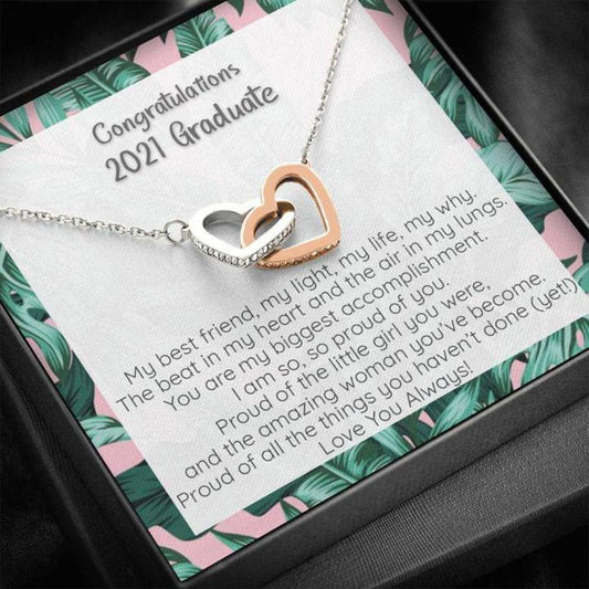 Daughter Necklace, 2021 Graduate Graduation Necklace, Connected Hearts, So, So Proud Of You