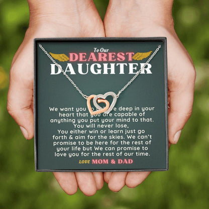 Daughter Necklace, Daughter Valentines Day Necklace Gift Box From Mom Dad|To Our Dearest Daughter Necklace