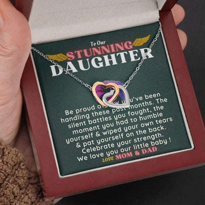 Daughter Necklace, Daughter Valentines Day Necklace Gift Box From Mom Dad|To Our Stunning Daughter Necklace