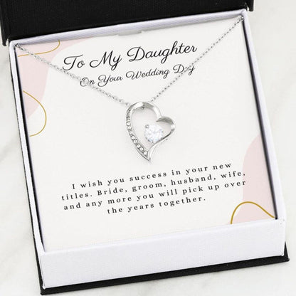Daughter Necklace, Daughter Wedding Day Gift, To Bride From Mom/Dad Necklace, Mother To Bride Wedding Gift
