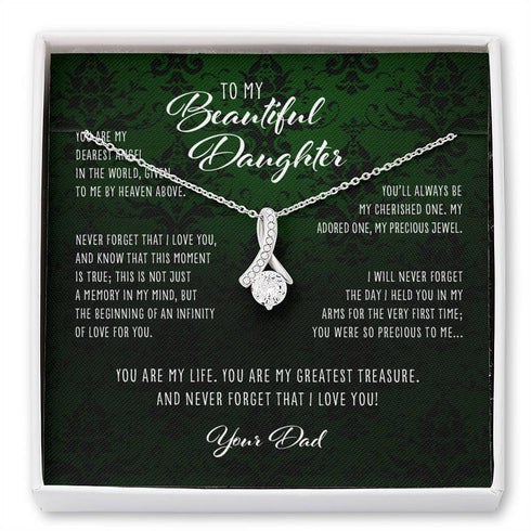 Daughter Necklace, Dearest Angel In The World Dad To Daughter Gift - Alluring Beauty Necklace