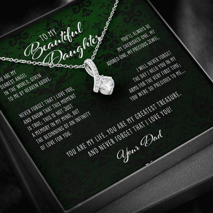 Daughter Necklace, Dearest Angel In The World Dad To Daughter Gift “ Alluring Beauty Necklace