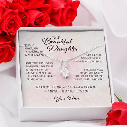 Daughter Necklace, Dearest Angel In The World Mom To Daughter Gift “ Alluring Beauty Necklace