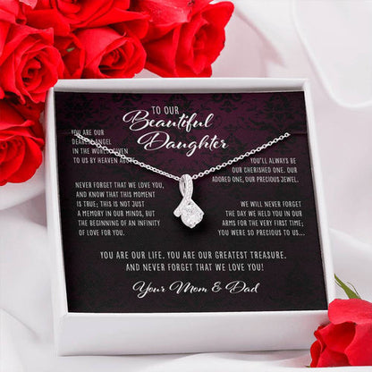 Daughter Necklace, Dearest Angel In The World Parents To Daughter Gift “ Alluring Beauty Necklace
