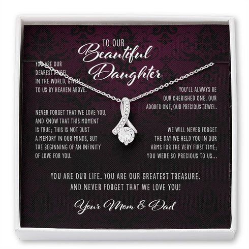 Daughter Necklace, Dearest Angel In The World Parents To Daughter Gift - Alluring Beauty Necklace