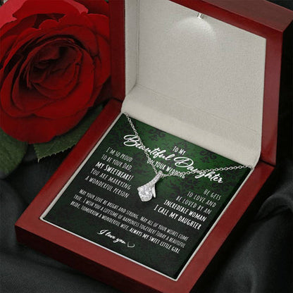 Daughter Necklace, Gift For Bride On Her Wedding Day From Her Dad Alluring Beauty Necklace