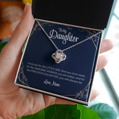 Daughter Necklace, Gift For Daughter From Mum Love Knot Necklace To My Daughter From Mummy